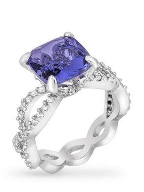 Sterling Silver Purple Cushion-Cut Gemstone Ring